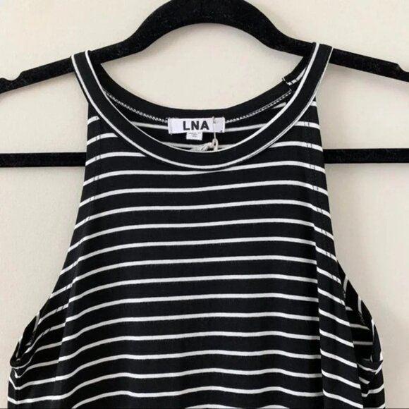 Revolve LNA Leigh Maxi Dress stripes Long Sleeveless Curved hem Scoop neck Small - Picture 10 of 15